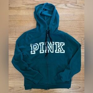 PINK Victoria's Secret Forest Green Zip Up Hoodie